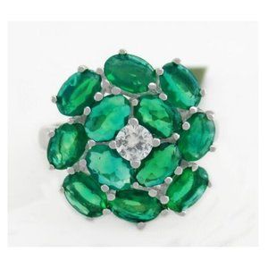 Genuine 5.24 Cts Opal & White Sapphire Ring .925 Sterling Silver